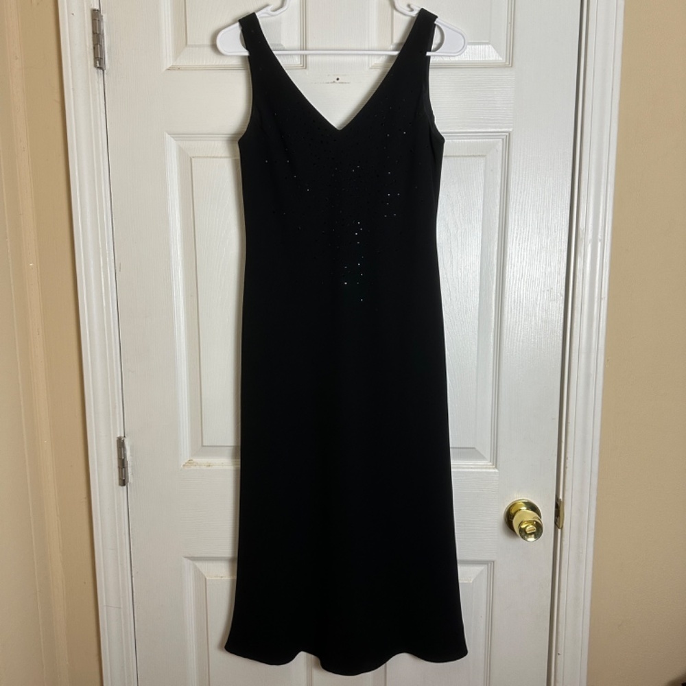 ! Vintage Y2K 90s Whimsigoth Black Rhinestone Sheath Sleeveless Dress Women 4